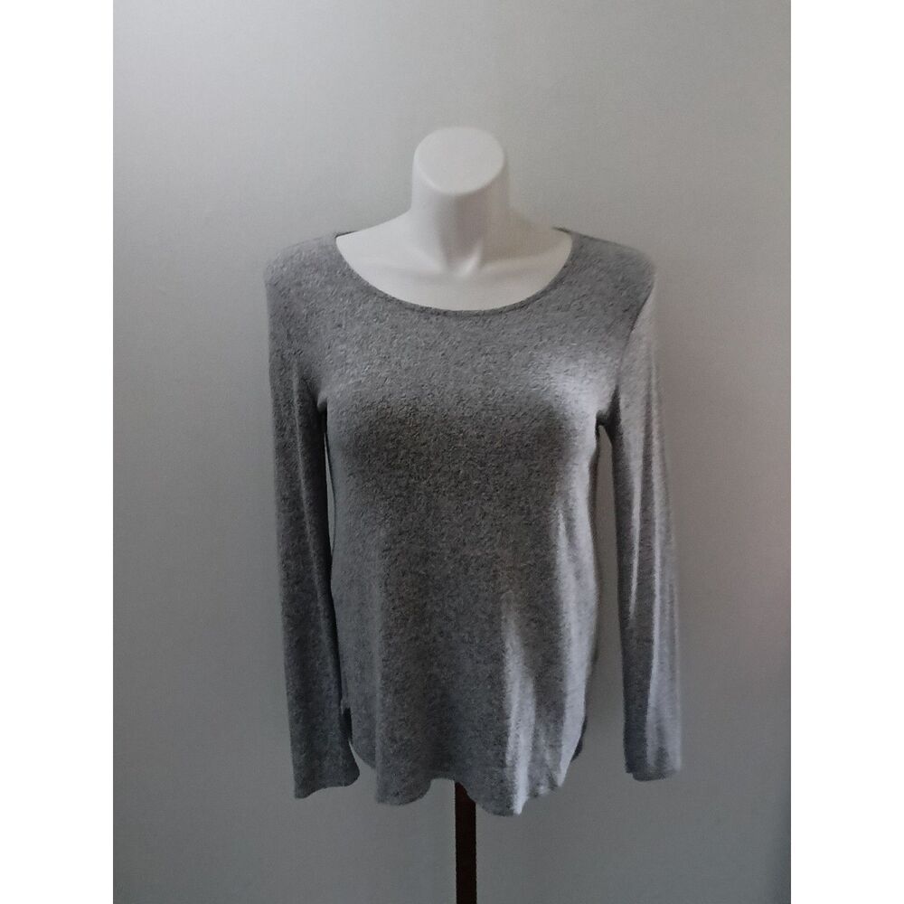 Old Navy Grey Marled Long Sleeve Scoop Neck Top Size M